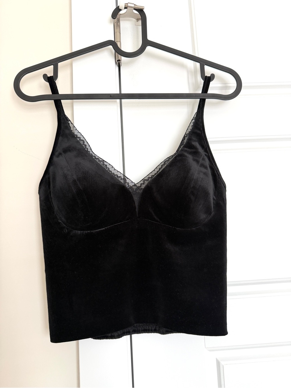 brand new Black Velvet Lace-Trim Cami Top